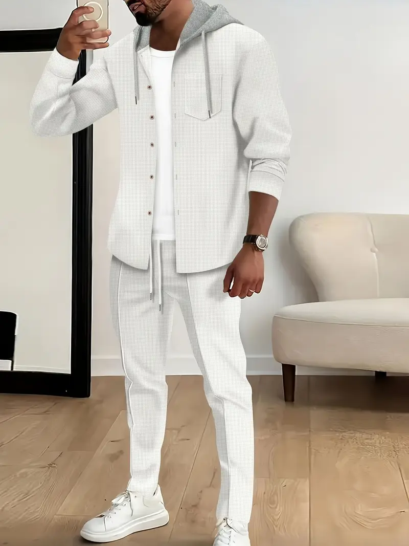 Chaqueta con Capucha de Manga Larga y Botones